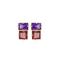 Twilight Duet - 18K Gold Earrings with Amethyst & Pink Tourmaline