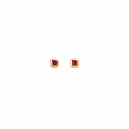 Rose Spark - 18K Gold Earrings with Ruby by Bed of Stones Jewelry

