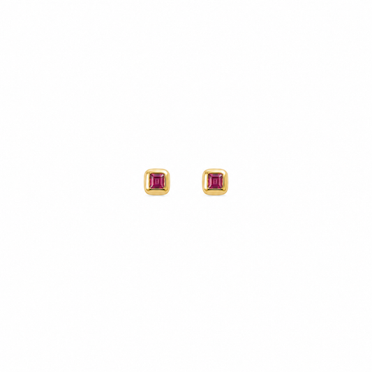 Rose Spark - 18K Gold Earrings with Ruby