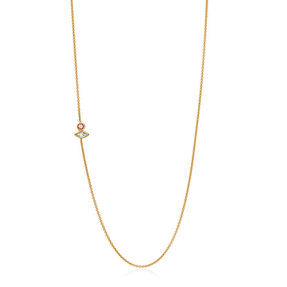Stardust Chain - 18K Gold Cable Chain with Blue Topaz & Pink Sapphire by Bed of Stones Jewelry
