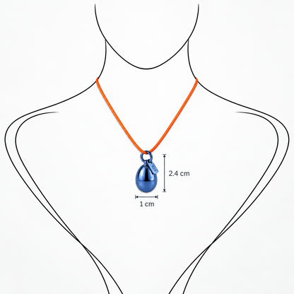 Minimalist Blue Metallic Pendant - Sterling Silver with Blue Lacquer by Bed of Stones Jewelry, illustration showing pendant placement