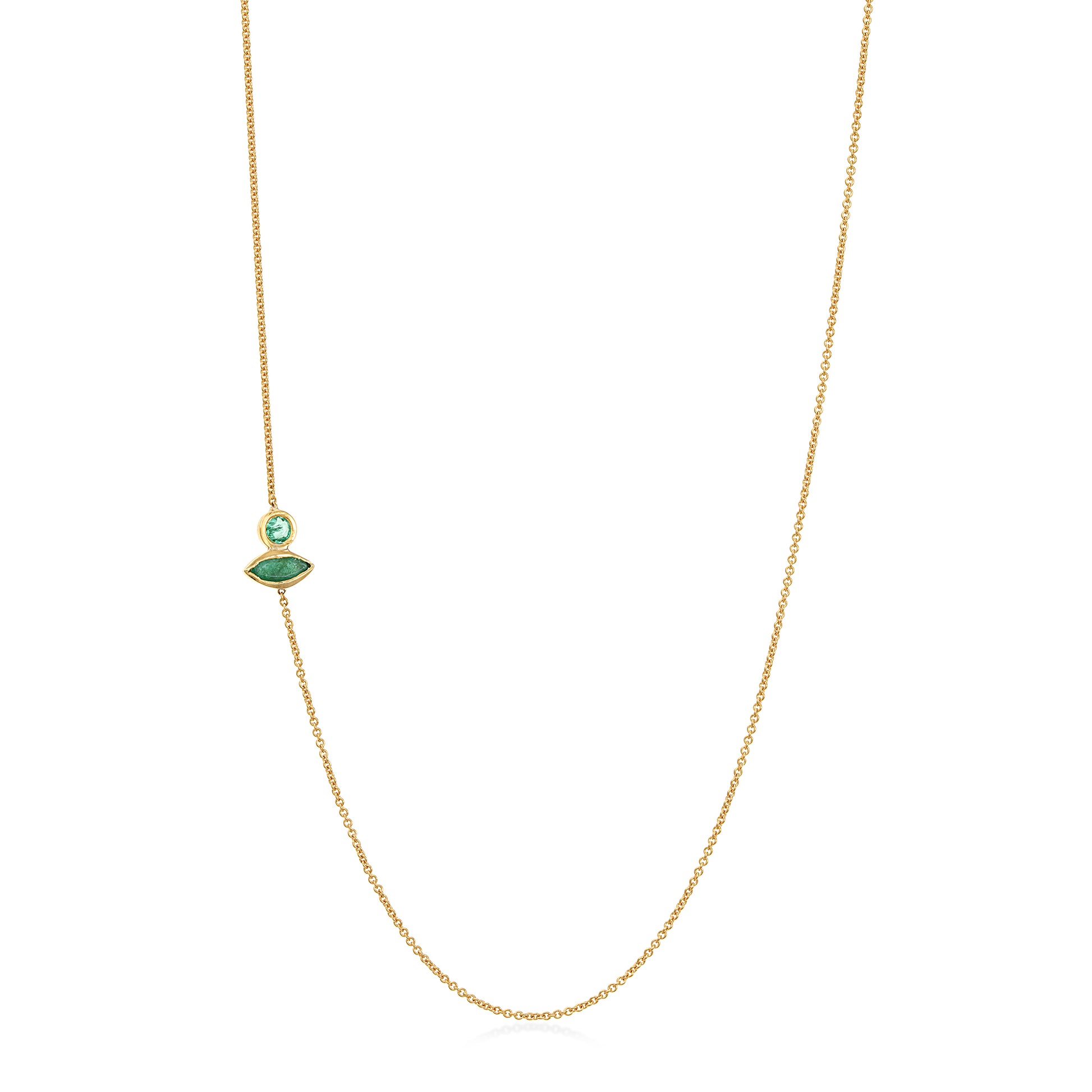 Stardust Chain - 18K Gold Cable Chain with Peridot & Tourmaline by Bed of Stones Jewelry
