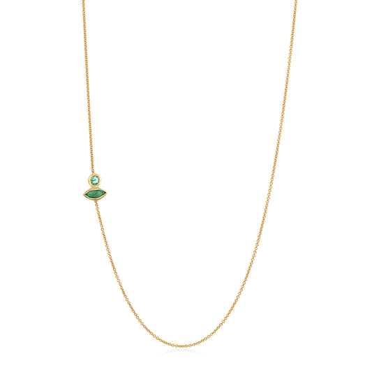 Stardust Chain - 18K Gold Cable Chain with Peridot & Tourmaline by Bed of Stones Jewelry
