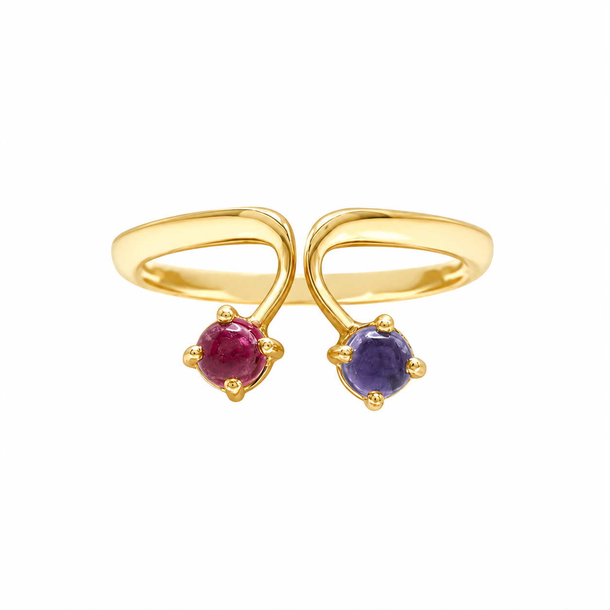 Aurora Ray - 18K Gold Ring with Pink Tourmaline & Iolite