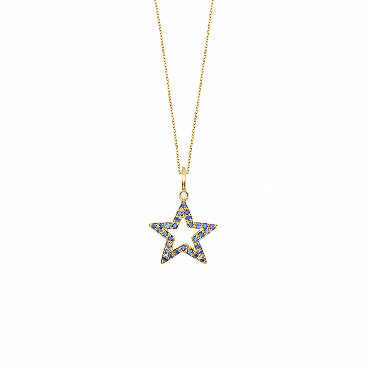 Midnight Spark - 18K Gold Pendant with Blue Sapphires & Diamonds by Bed of Stones Jewelry
