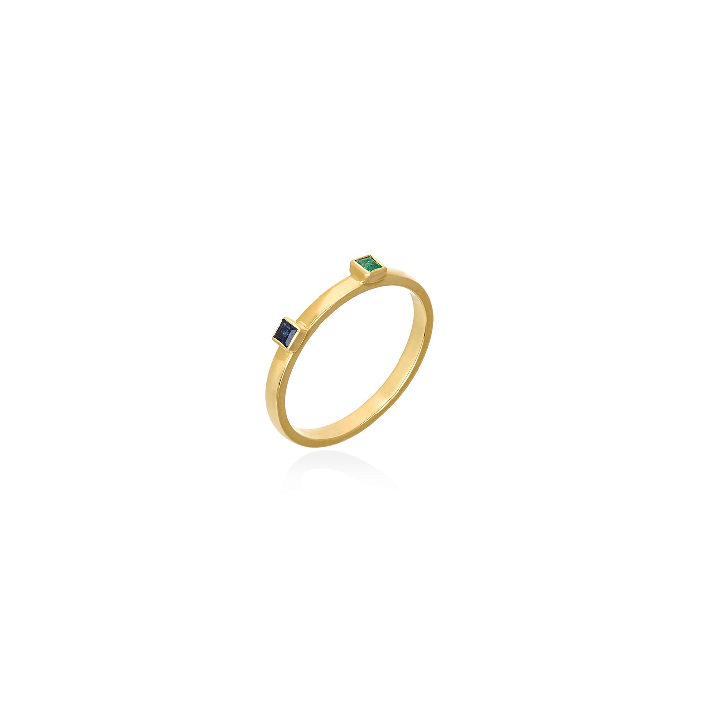 Ring in 18k Yellow Gold with 0.07ct Blue Sapphire & 0.08ct Emerald Δαχτυλιδι 18κ Κιτρινο Χρυσο με 0.07κ Μπλε Ζαφειρι & 0.08κ Σμαραγδι