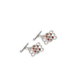 Tourmaline Mesh Cufflinks - Sterling Silver with Dark Pink Tourmaline