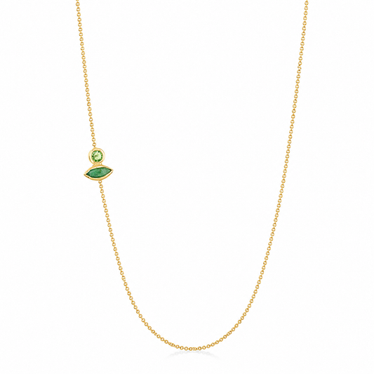 Stardust Chain - 18K Gold Cable Chain with Peridot & Tourmaline