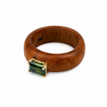 Earthline - Olive Wood & Sterling Silver (925) Ring with Green Tourmaline