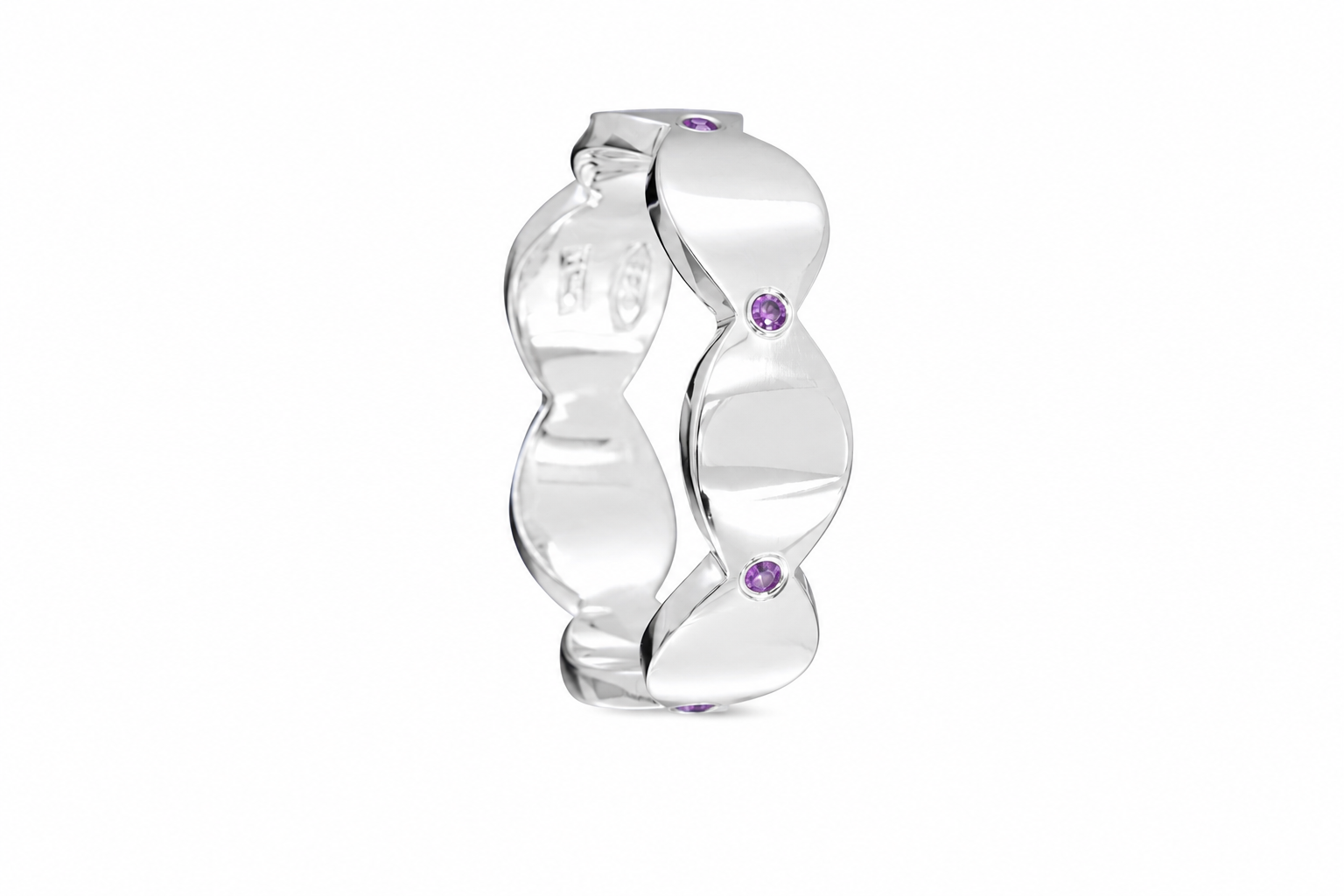 Dune Glint Band - Sterling Silver with Amethysts by Bed of Stones Jewelry
