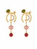 The Silent Architect Earrings — 18K Gold, Diamond & Tourmaline