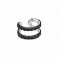 Noir Pulse - Sterling Silver (925) Ear Cuff with Black Diamonds