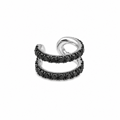 Noir Pulse - Sterling Silver (925) Ear Cuff with Black Diamonds by Bed of Stones Jewelry
