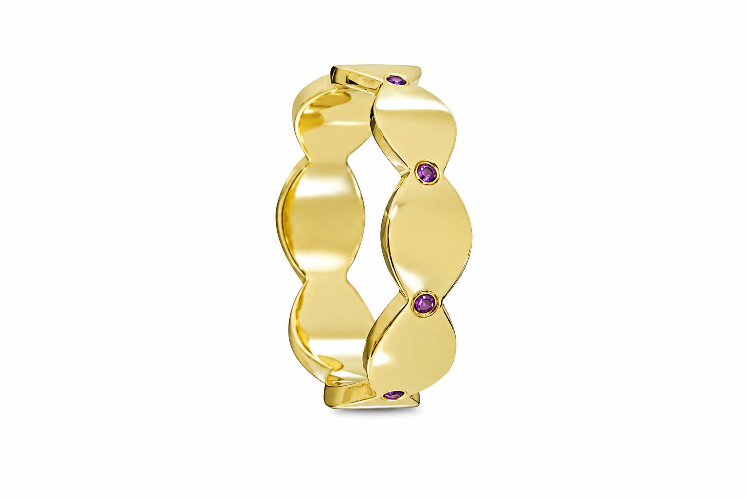 Dune Glint Band - Sterling Silver & 18K Gold Plated with Amethysts by Bed of Stones Jewelry
