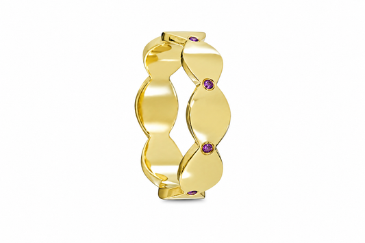 Dune Glint Band - Sterling Silver & 18K Gold Plated with Amethysts by Bed of Stones Jewelry
