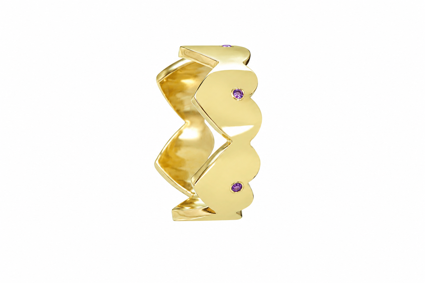 Lilac Echo Band - Sterling Silver & 18K Gold Plated with Amethysts by Bed of Stones Jewelry
