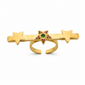 Stellar Audience Ring - Sterling Silver & 18K Gold Plated with Tsavorite & Pink Sapphires