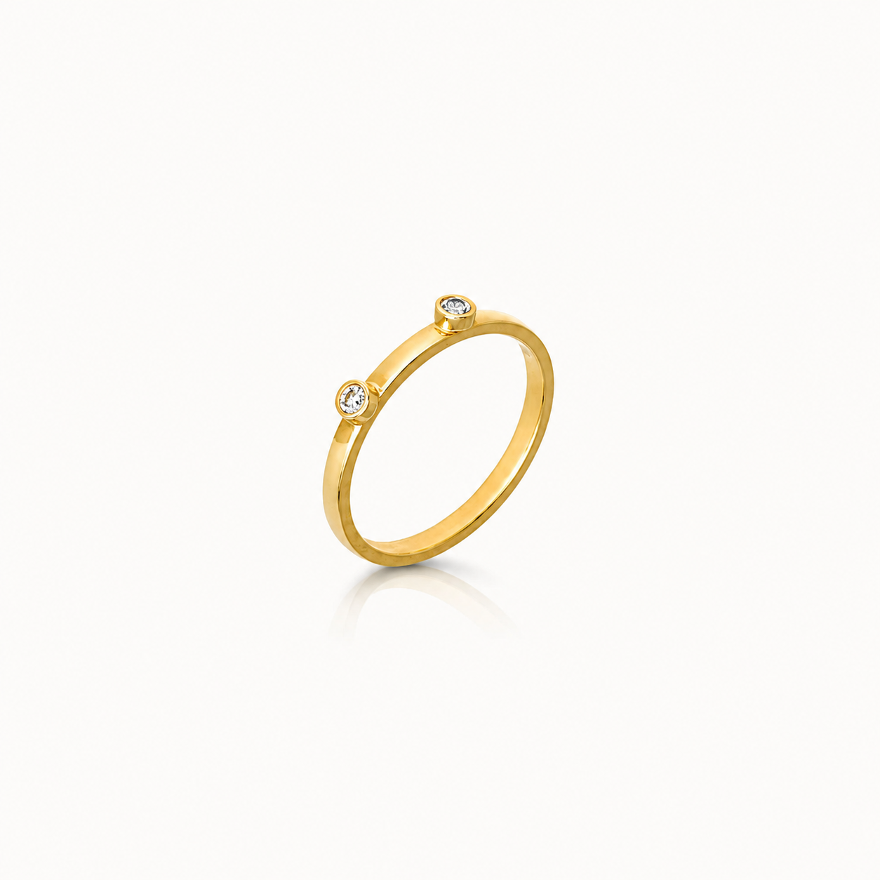 Twin Dot - 18K Gold Ring with Diamonds by Bed of Stones Jewelry
