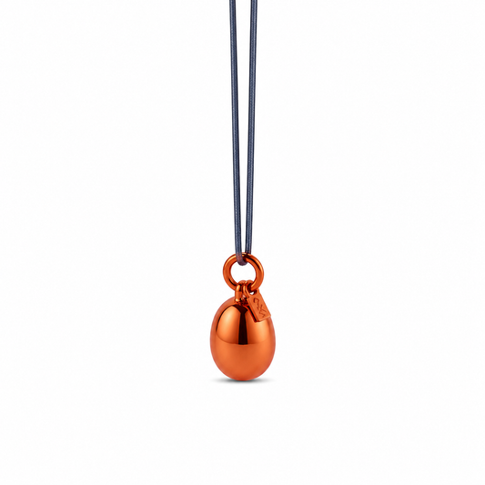 Minimalist Orange Metallic Pendant - Sterling Silver with Orange Lacquer