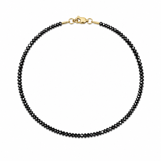 Carbon Spark Bracelet - Black Diamonds with 18K Gold Parrot Clasp by Bed of Stones Jewelry

