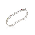 Dance  Tourmaline - Sterling Silver (925) Palm Bangle Bracelet with Tourmaline