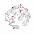 Serpentine Lace - Sterling Silver (925) Cuff Bracelet with Pink Tourmaline