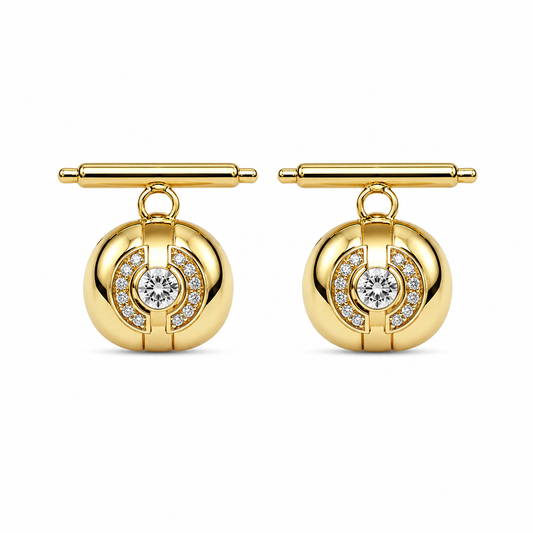 Diamond Dial Cufflinks - 18K Gold with Diamonds