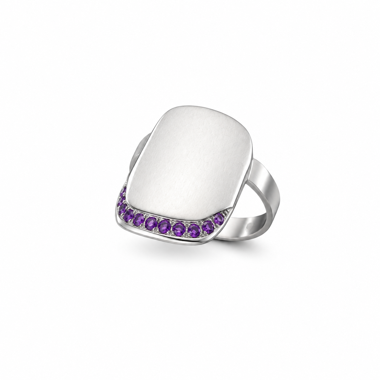 Lilac Tip Nail Ring - Sterling Silver with Amethysts