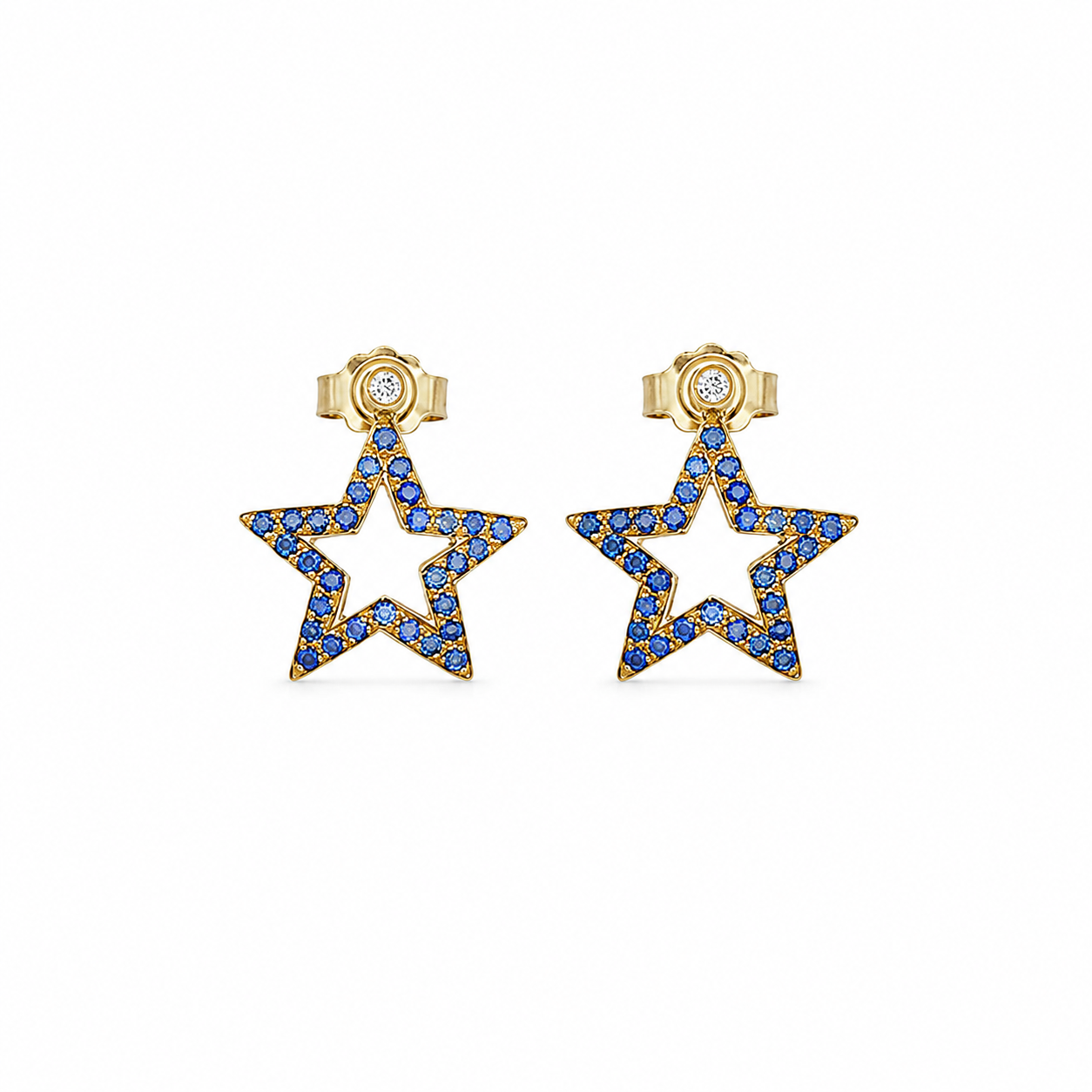 Midnight Spark - 18K Gold Earrings with Blue Sapphires & Diamonds by Bed of Stones Jewelry
