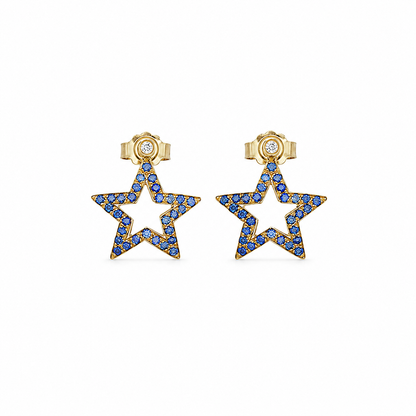 Midnight Spark - 18K Gold Earrings with Blue Sapphires & Diamonds by Bed of Stones Jewelry
