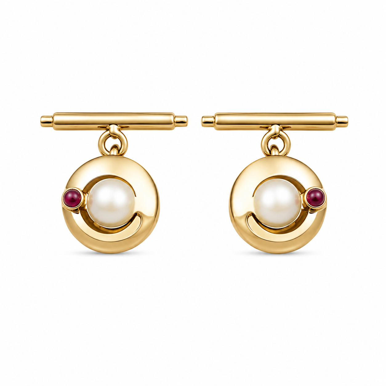 Rouge Encircle Cufflinks - 18K Gold with Ruby