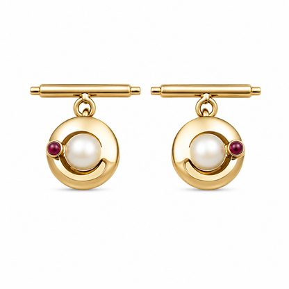 Rouge Encircle Cufflinks - 18K Gold with Ruby by Bed of Stones Jewelry
