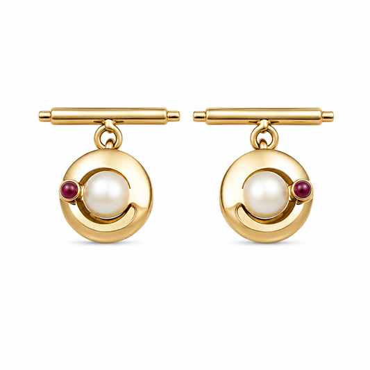 Rouge Encircle Cufflinks - 18K Gold with Ruby