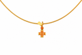 Pavé Gem Cross - 18K Gold Cross Pendant with Orange Sapphire