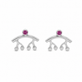Bubble Joy Stud Earrings - Sterling Silver with Pink Sapphire