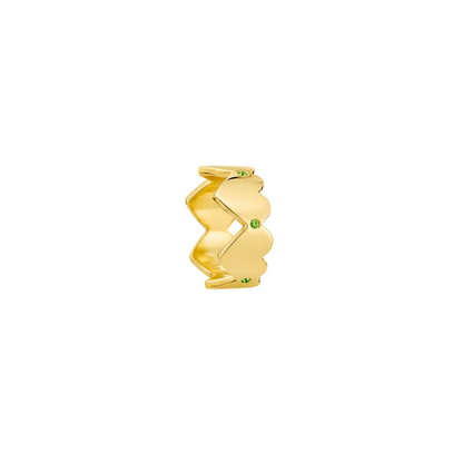 Lime Edge Band - Sterling Silver & 18K Gold Plated with Tsavorite by Bed of Stones Jewelry
