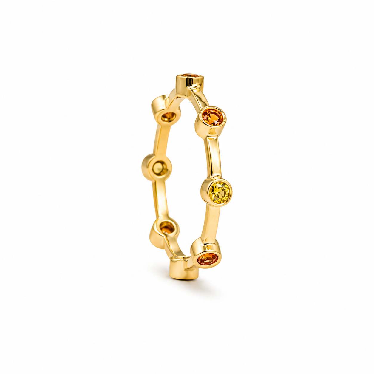 Sunburst Glint - 18K Gold Ring with Orange & Yellow Sapphires by Bed of Stones Jewelry
