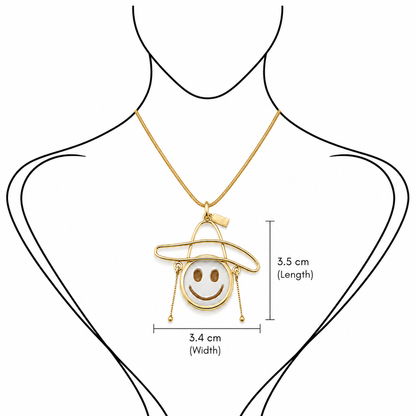 Cameo Sunny Sombrero - 18K Gold Pendant with Hand-Carved Cameo by Bed of Stones Jewelry, illustration showing pendant placement