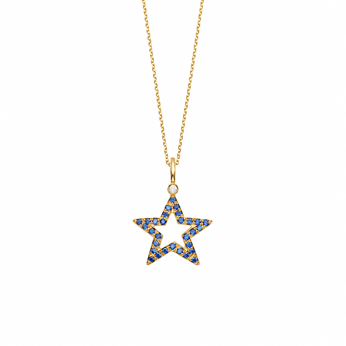 Midnight Spark - 18K Gold Pendant with Blue Sapphires & Diamonds by Bed of Stones Jewelry