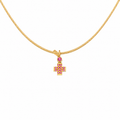 Pavé Gem Cross - 18K Gold Cross Pendant with Pink Sapphire