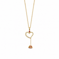 Cosmic Love Drop - 18K Gold Pendant with Diamonds & Pink Sapphire