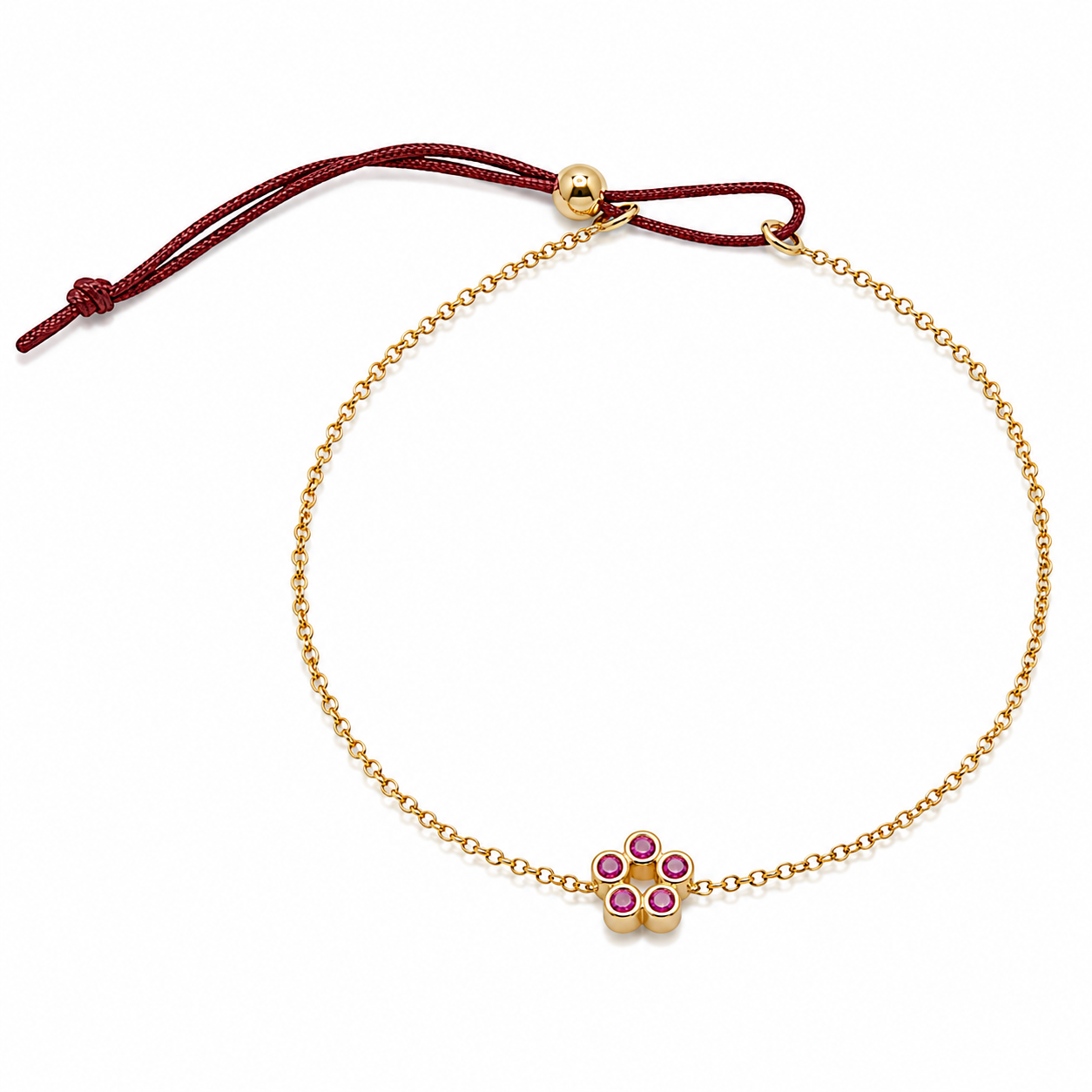 Rosette - 18K Gold Bracelet with Rubies by Bed of Stones Jewelry
