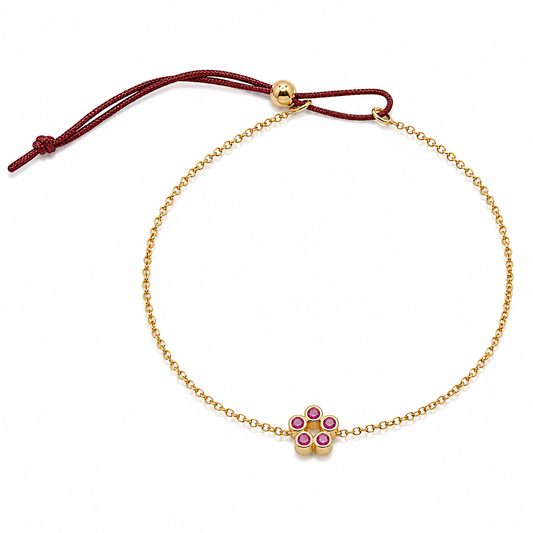 Rosette - 18K Gold Bracelet with Rubies by Bed of Stones Jewelry
