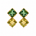 Verdant Twilight - 18K Gold Earrings with Green & Yellow-Green Tourmalines