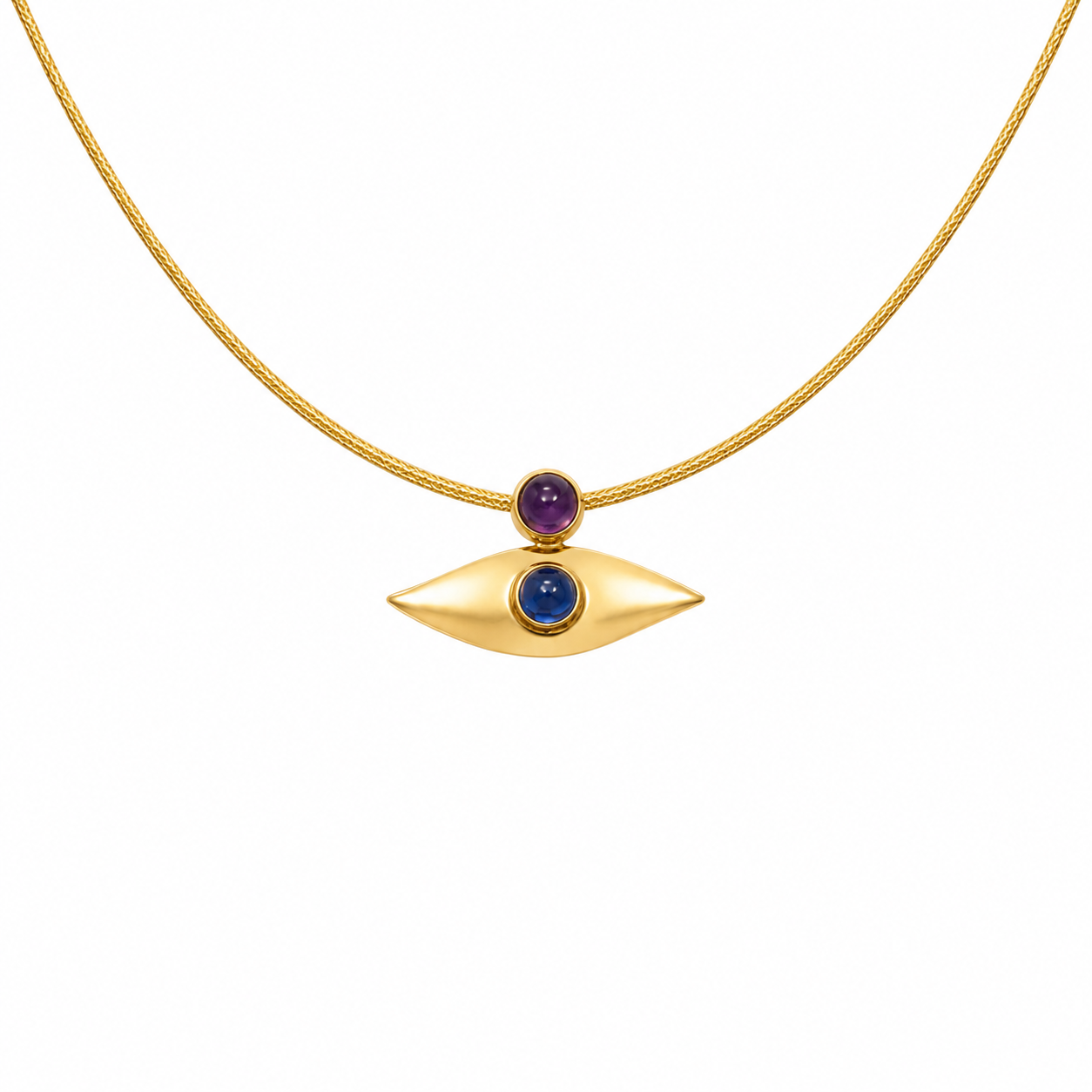 Mystic Eye - 18K Gold Pendant with Amethyst & Agate by Bed of Stones Jewelry
