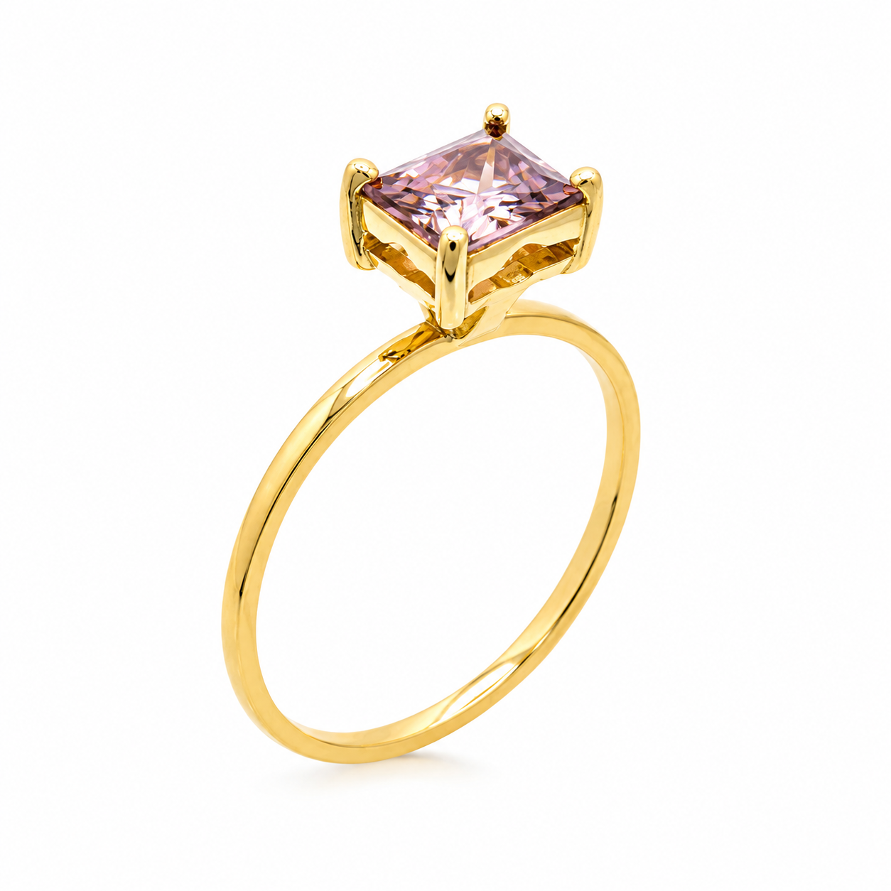 Golden Geometry - 18K Gold Ring with Grey Amethyst by Bed of Stones Jewelry
