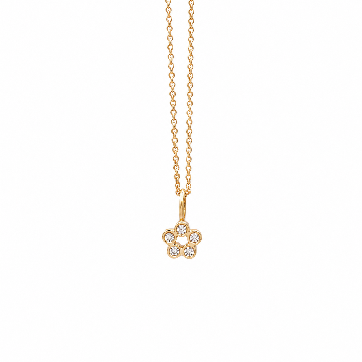 Rosette Charm - 18K Gold Pendant with White Diamonds by Bed of Stones Jewelry
