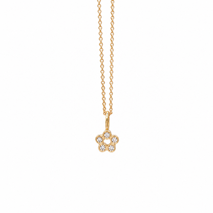 Rosette Charm - 18K Gold Pendant with White Diamonds by Bed of Stones Jewelry
