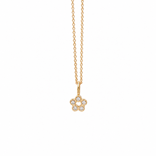 Rosette Charm - 18K Gold Pendant with White Diamonds by Bed of Stones Jewelry
