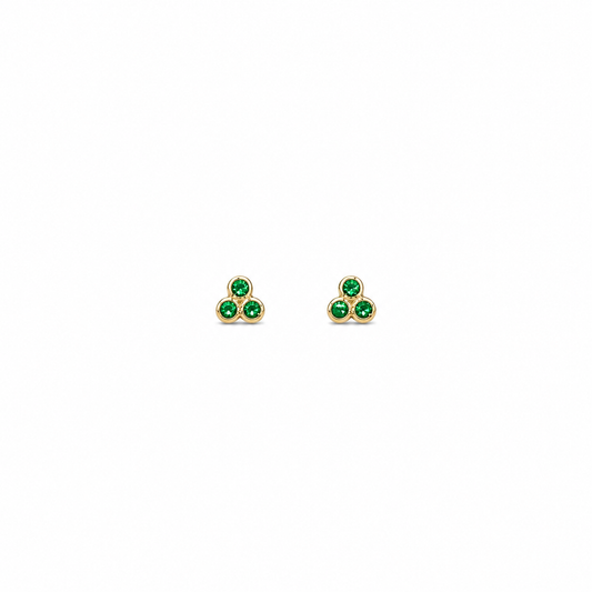 Tsavorite Trillium - 18K Gold Earrings with Tsavorite